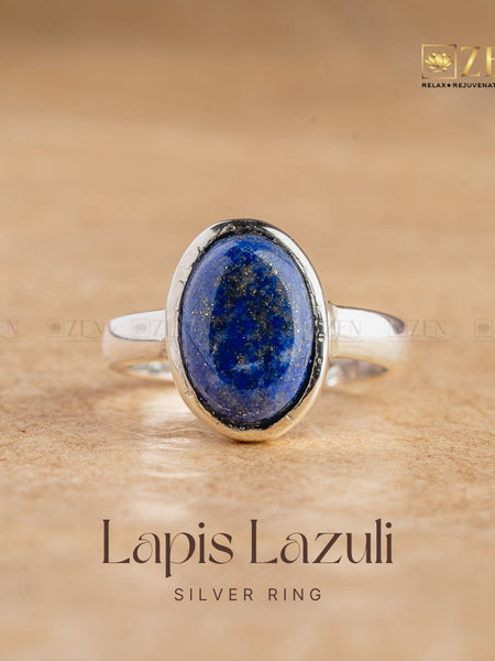 Lapis Lazuli Silver Ring - Free Size | the zen crystals