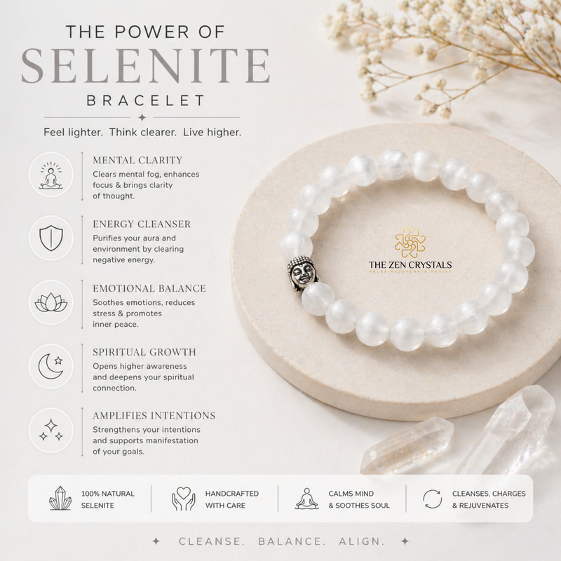 selenite bracelet benefits  THe zen crystals