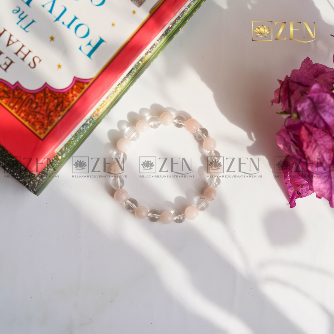 Rose Quartz Clear Quartz Combination bracelet | The Zen Crystals