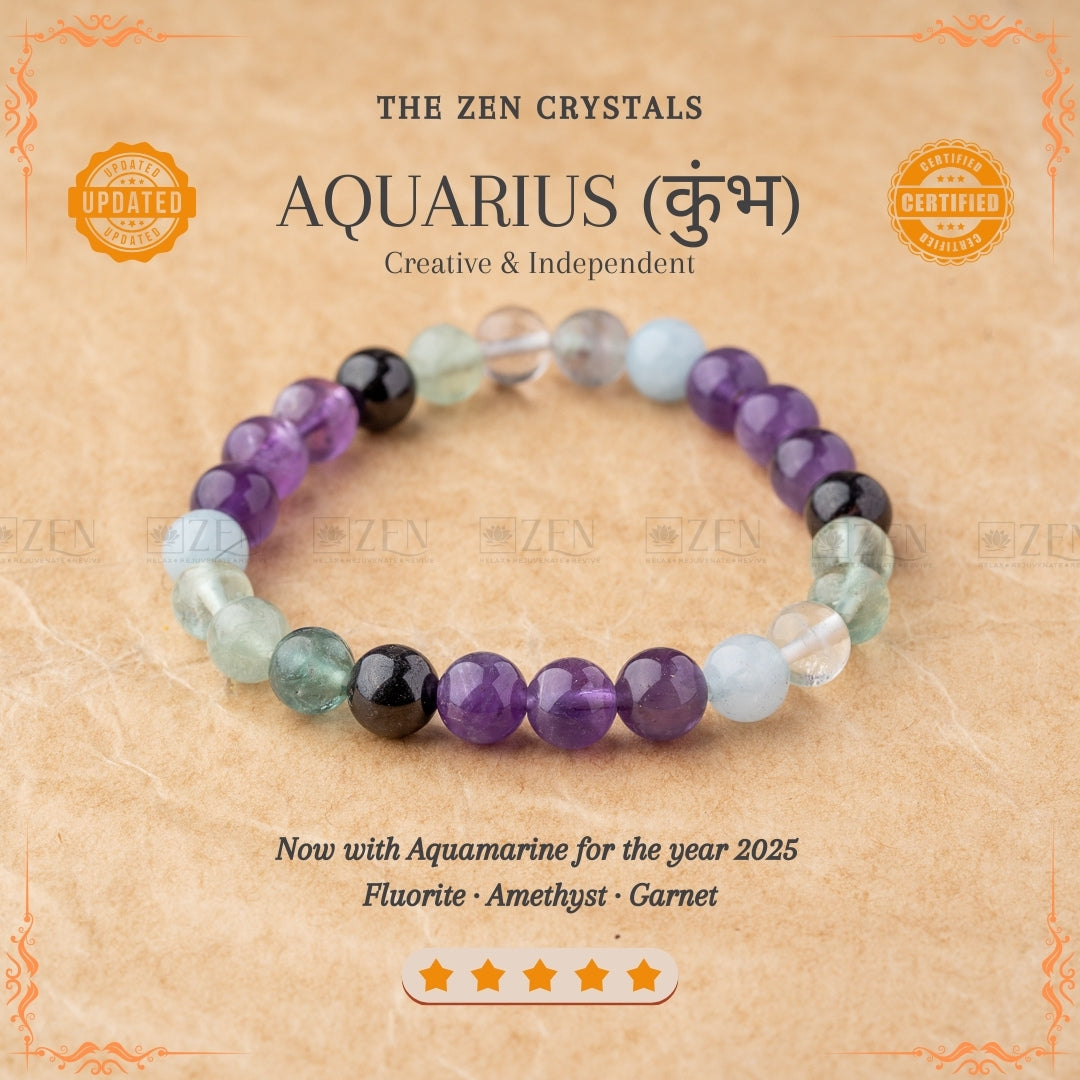 Aquarius Zodiac Bracelet (कुंभ राशि) | the zen crystals