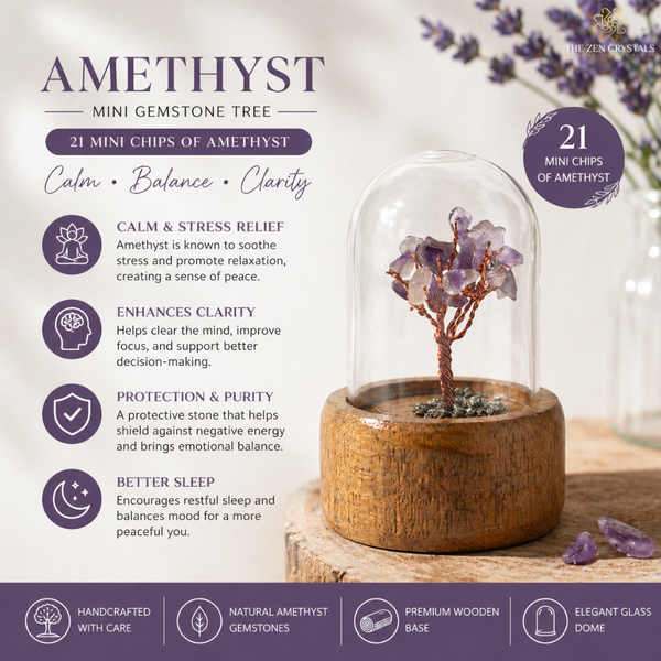 benefits of amethyst mini tree | the zen crystals