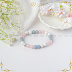 Angelite Howlite Rose Quartz combination bracelet | The Zen Crystals