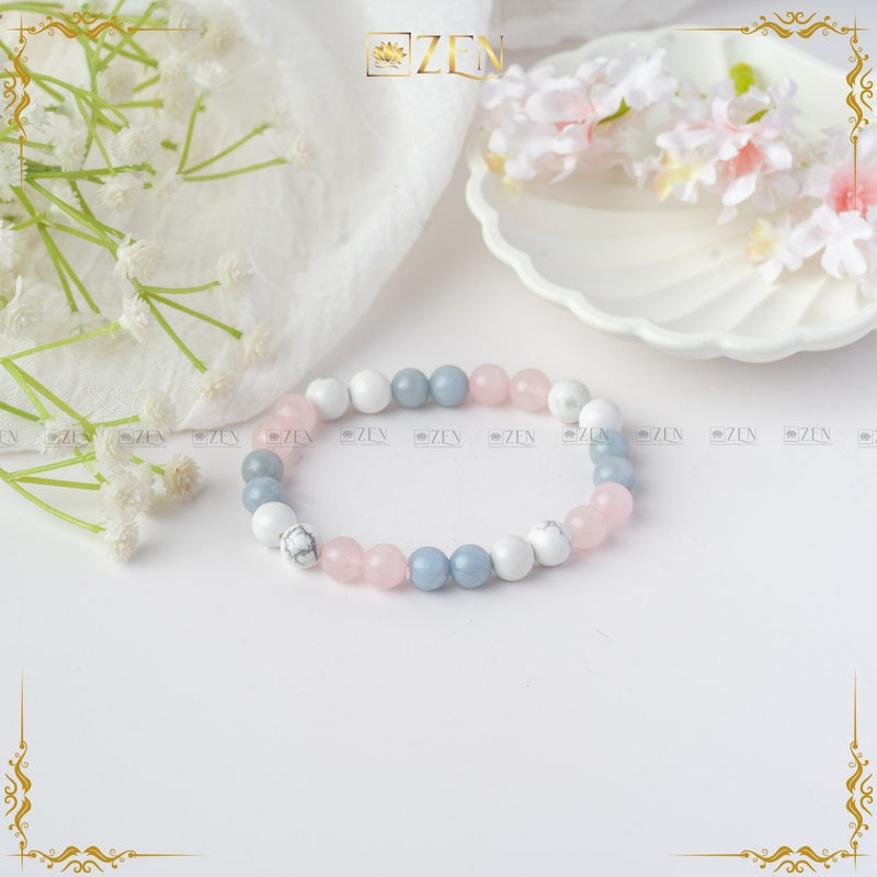 Angelite Howlite Rose Quartz combination bracelet | The Zen Crystals
