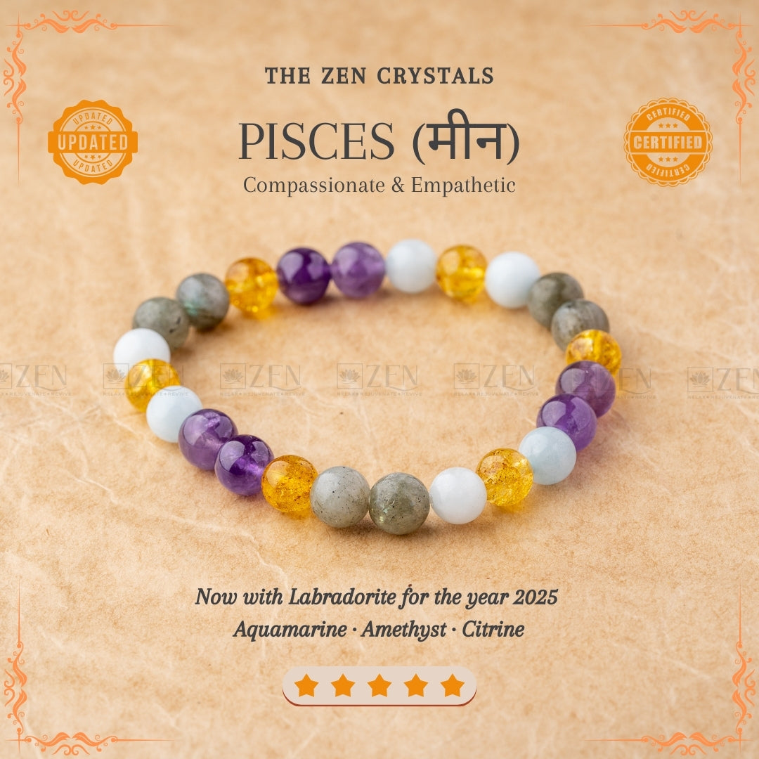 Pisces Zodiac Bracelet (मीन राशि) | the zen crystals