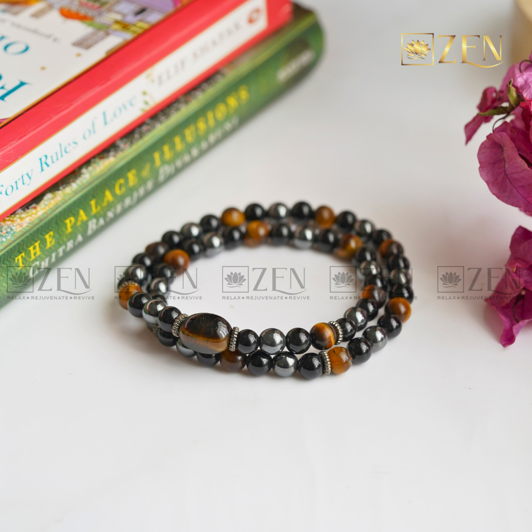 Triple Protection Bracelet with Tiger Eye Tumble | The Zen Crystals