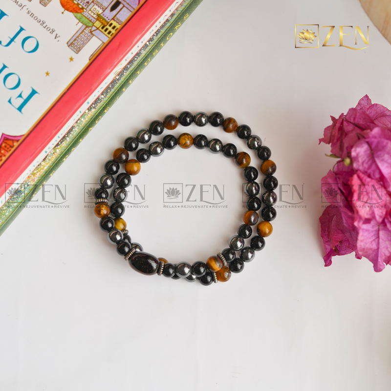 Triple Protection Bracelet with Tiger Eye Tumble | The Zen Crystals