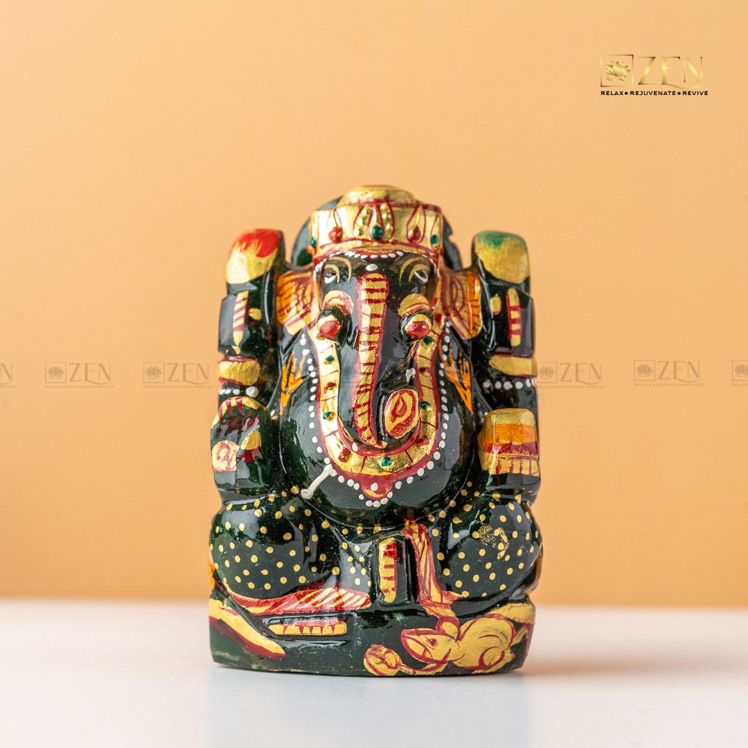 Handpainted Green Jade Ganesh Ji Idol | The Zen Crystals