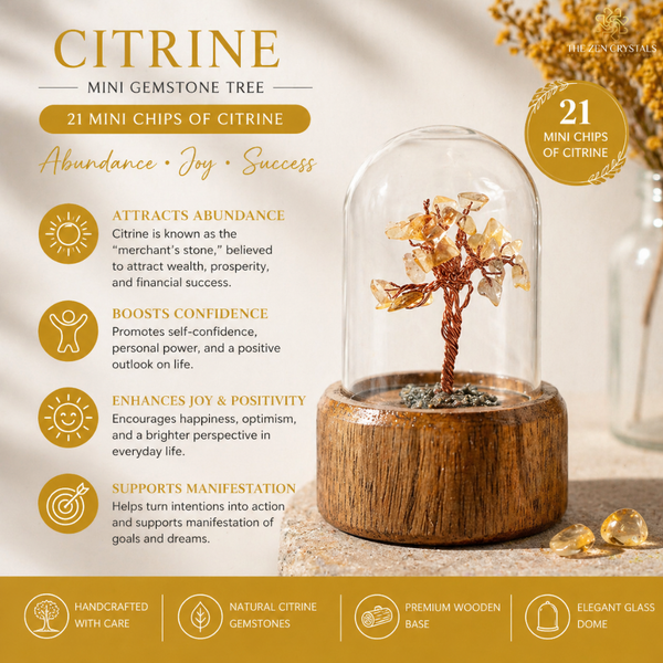 benefits of citrine mini tree | the zen crystals