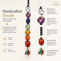 handcrafted details of the 7 chakra tumble wall hanging