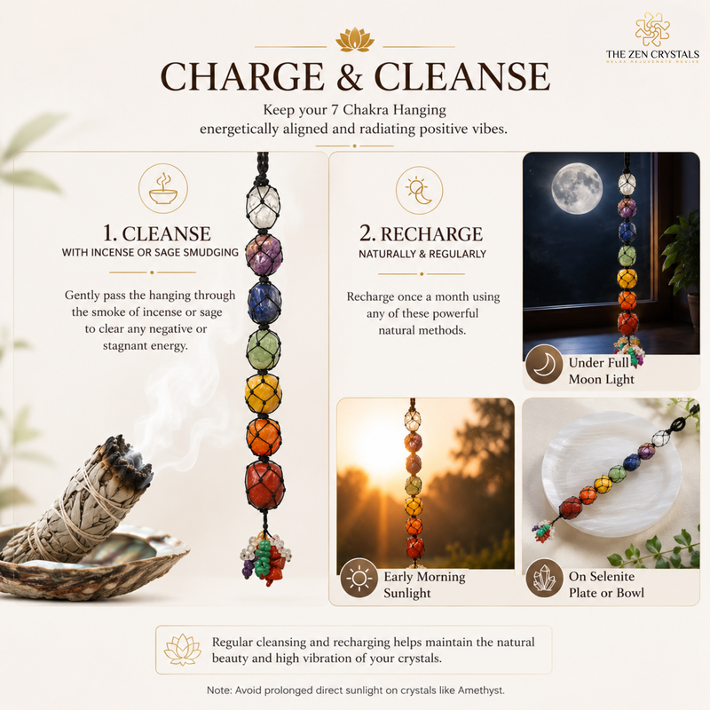 cleansing and charging process of the 7 chakra tumble wall hanging