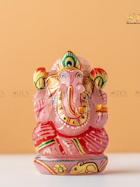 Handpainted Rose Quartz Ganesha Idol | The Zen Crystals