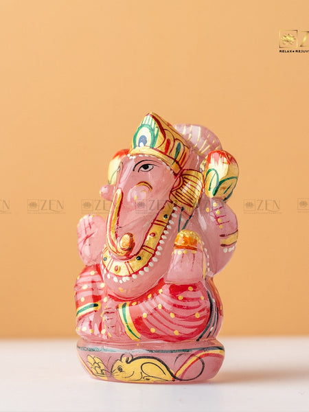 Natural Rose Quartz Ganesha Idol | The Zen Crystals