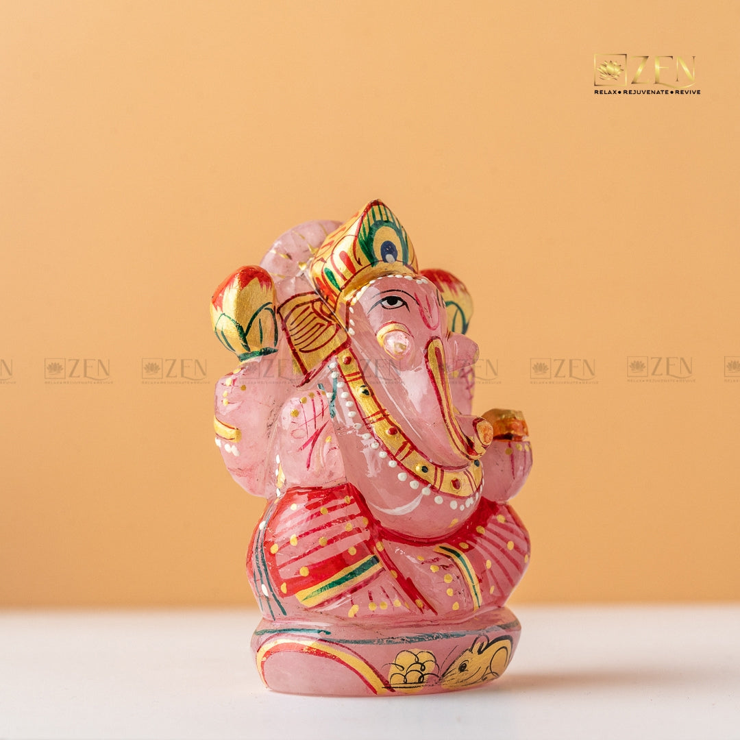 Authentic Rose Quartz Ganesha Idol | The Zen Crystals