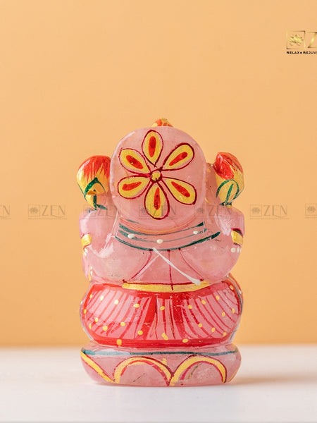 Painted Rose Quartz Ganesha Idol | The Zen Crystals