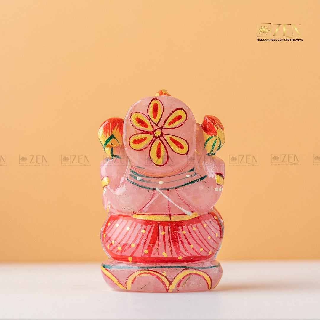 Painted Rose Quartz Ganesha Idol | The Zen Crystals