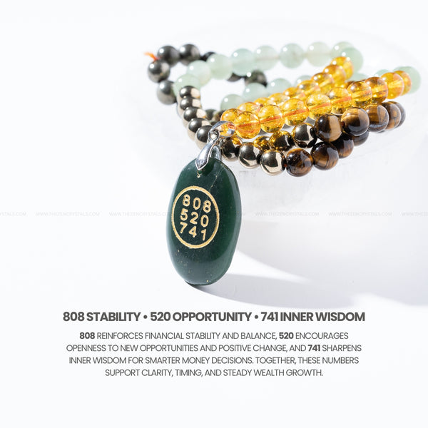90-bead money magnet mala designed for daily jaap and wealth intention practice