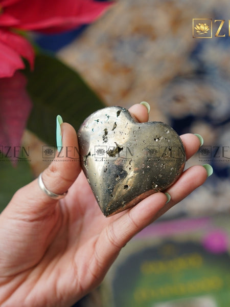 Pyrite Cluster Heart Showpiece