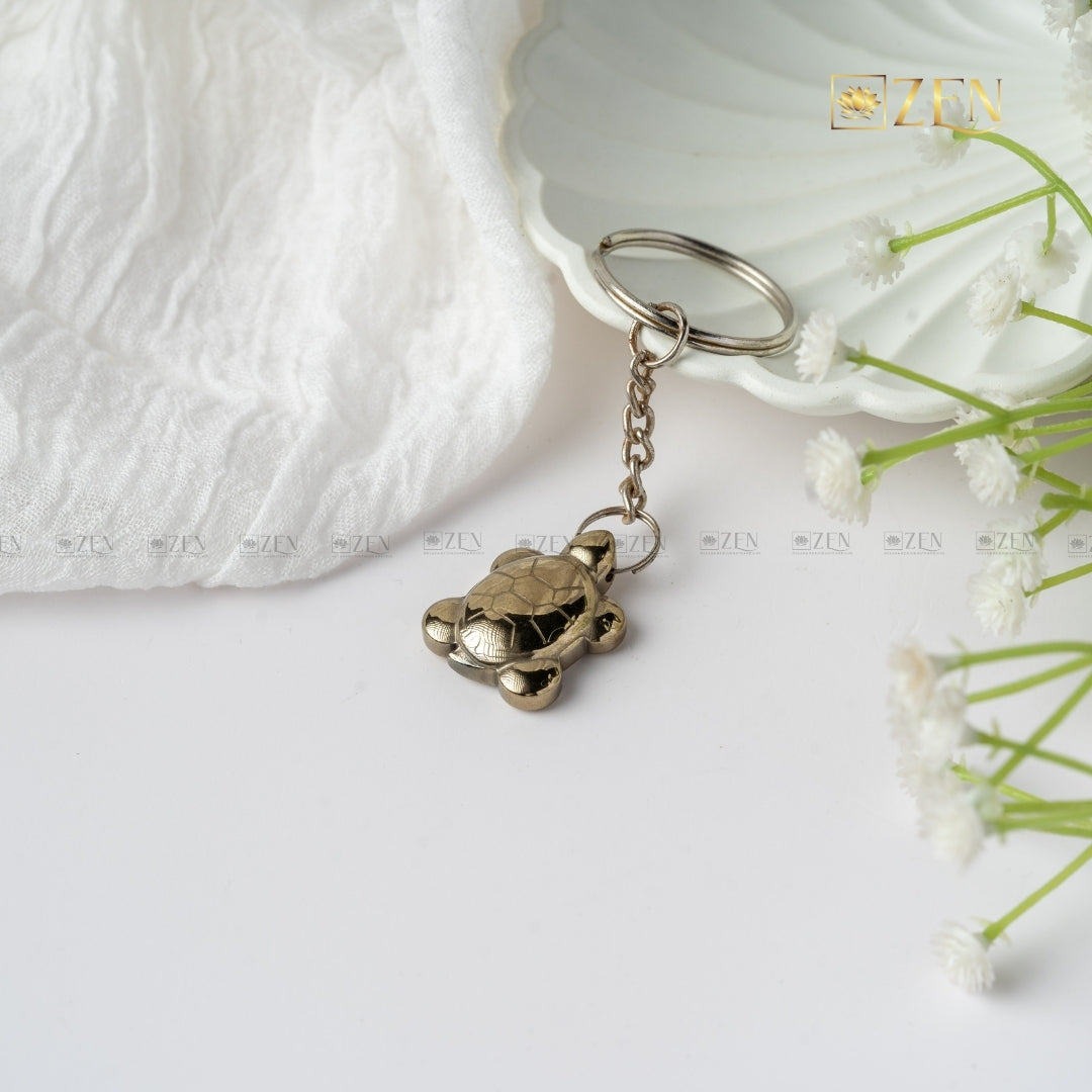 golden pyrite turtle keychain | the zen crystals