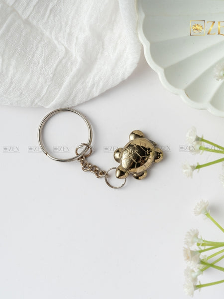 golden pyrite turtle keychain | the zen crystals
