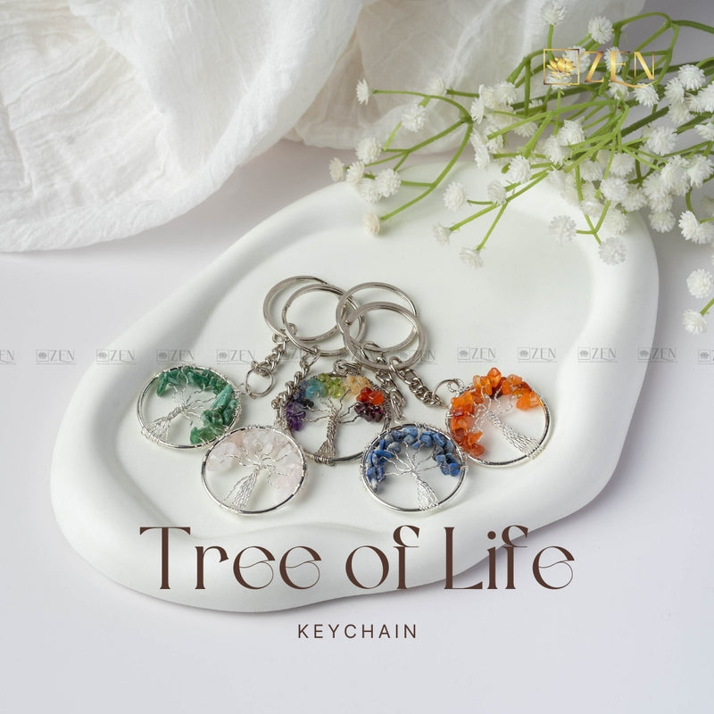 Tree Of Life Thank You Charm Keychain – Silver Metal Spiritual Key Ring Gift
