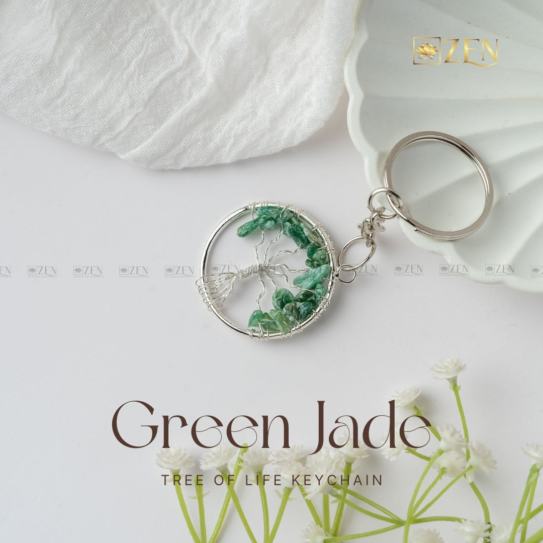 Jade tree of life keychain | the zen crystals