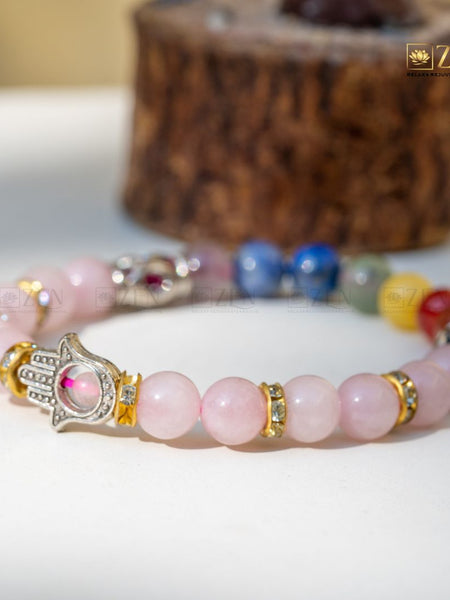 7 Chakra Bracelet with Rose Quartz | The Zen Crystals