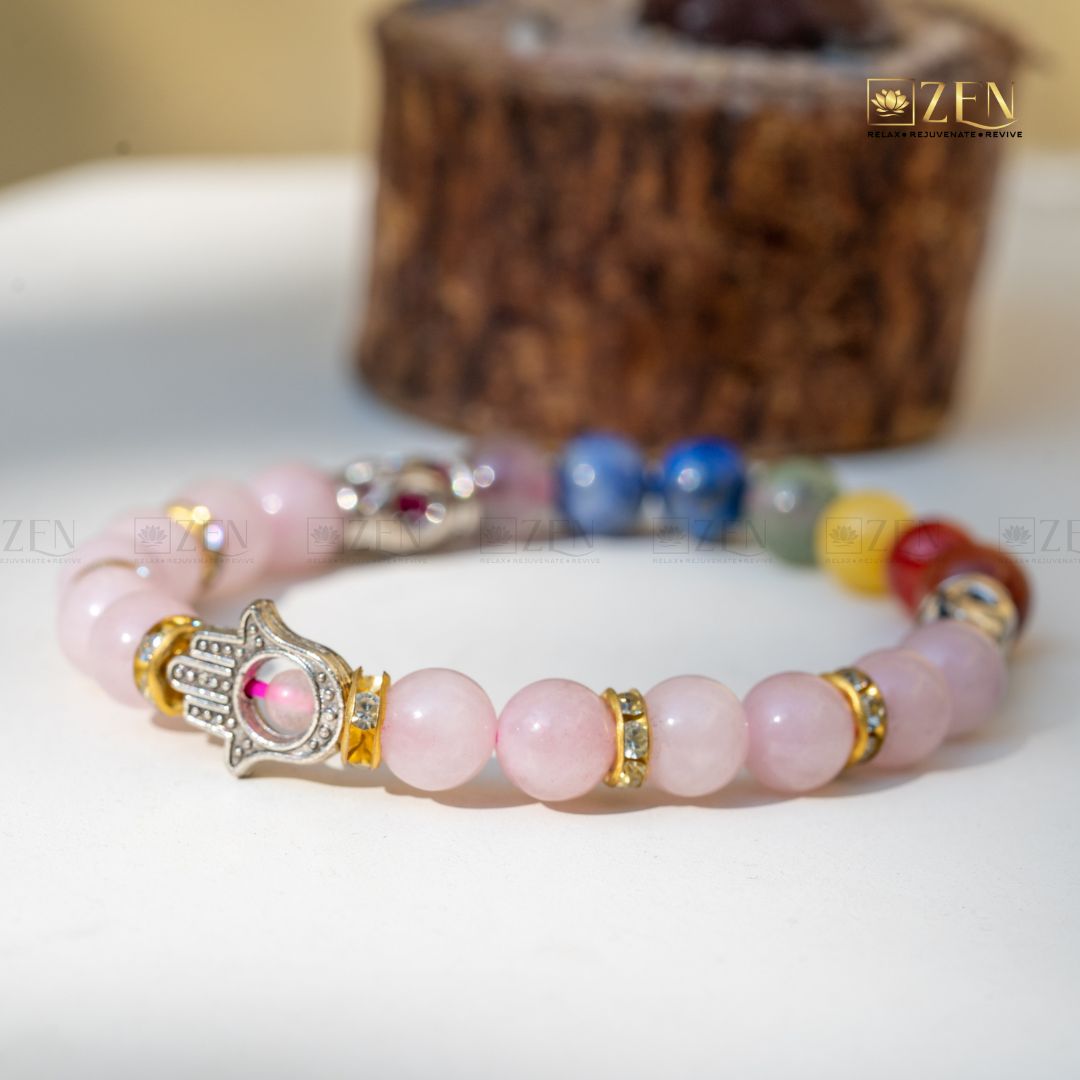 7 Chakra Bracelet with Rose Quartz | The Zen Crystals