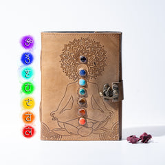 Handmade paper pages inside the 7 Chakra Journal for journaling and goal writing