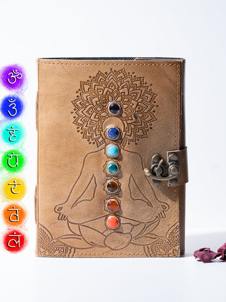 Handmade paper pages inside the 7 Chakra Journal for journaling and goal writing