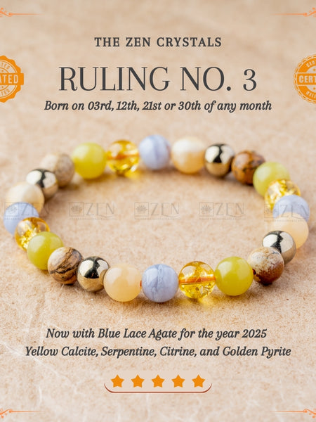 Ruling Number 3 Bracelet | the zen crystals