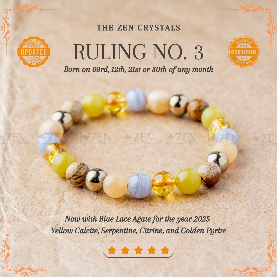 Ruling Number 3 Bracelet | the zen crystals