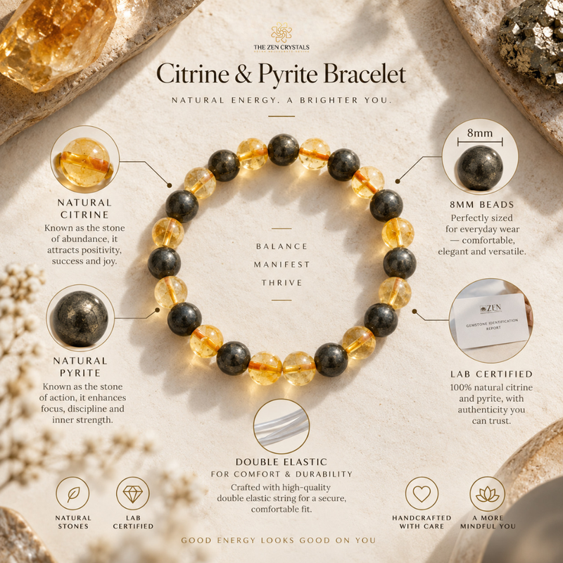 features of citrine pyrite combination bracelet
