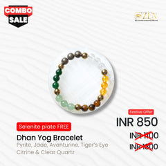 Dhan Yog bracelet with colored beads on a white background, featuring a combo sale offer.
