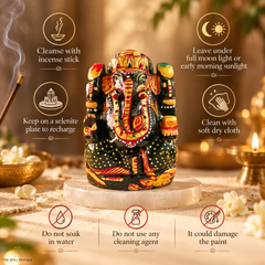 Handpainted Green Jade Ganesha Idol