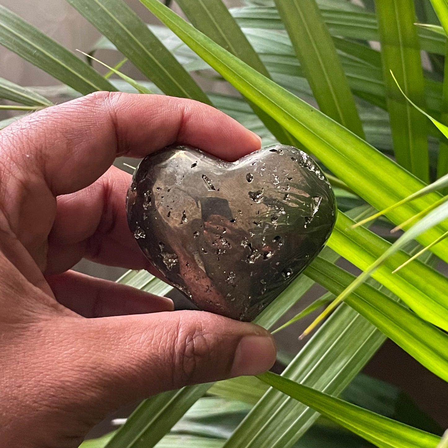 Pyrite Cluster Heart Showpiece