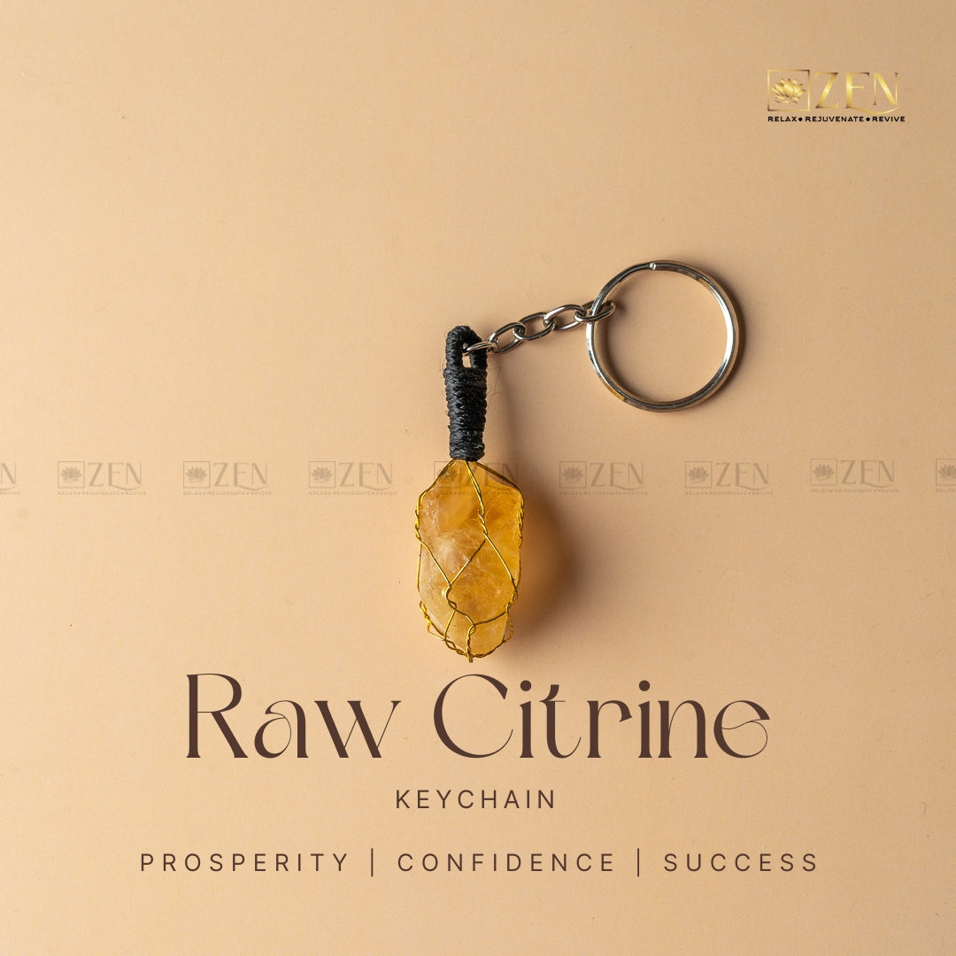 Zen Keychain Raw Citrine Keychain for Prosperity, Confidence & Clarity | Solar ...