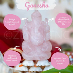 Lord Ganesha - Rose Quartz The Zen Crystals