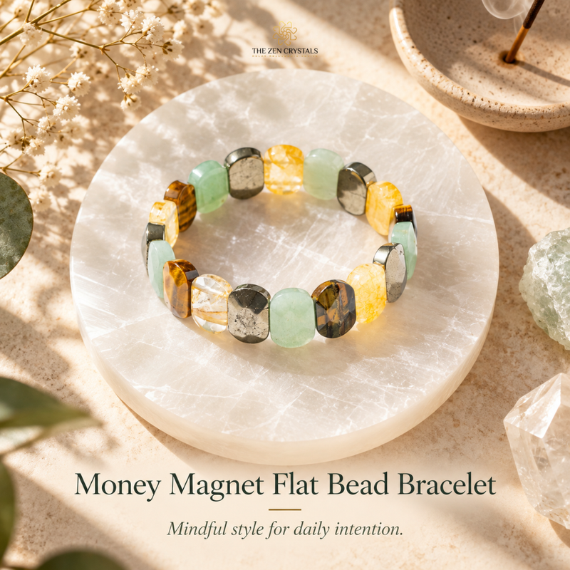 money magnet faceted flat bead bracelet by the zen crystals