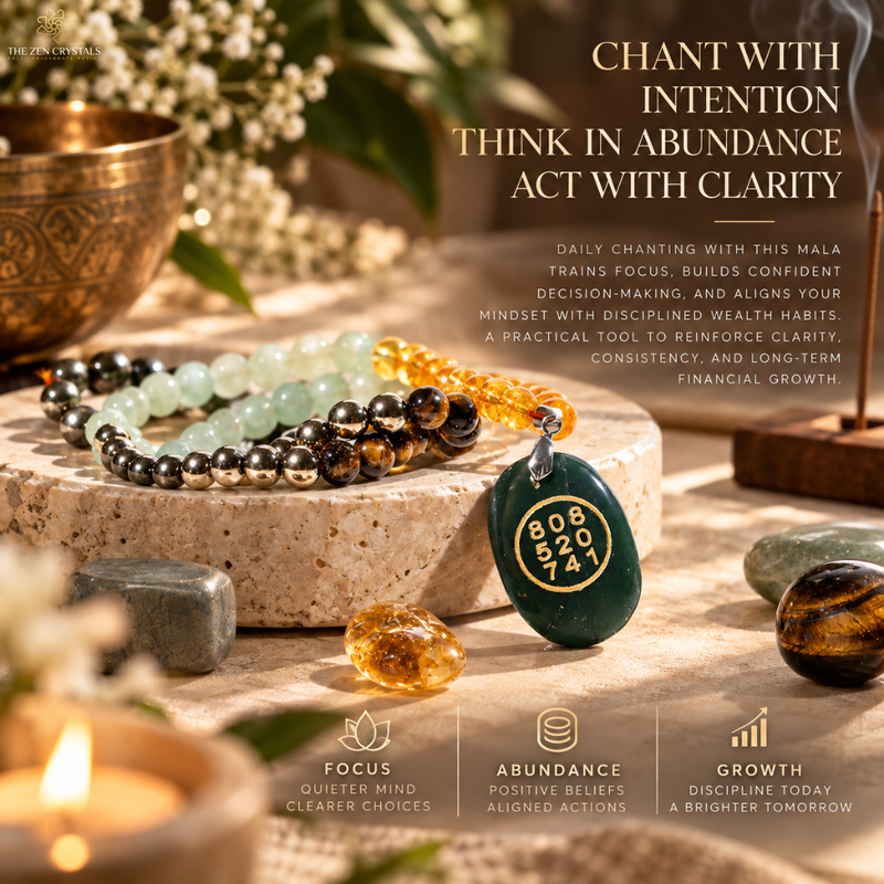 benefit of Money Magnet Mala With Zibu Coin [90 Beads] | The Zen Crystals