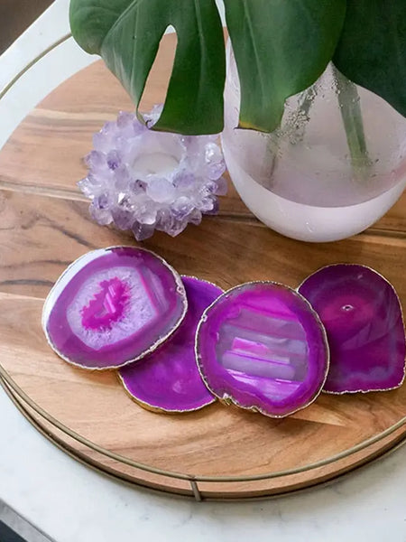 Natural Agate Stone Coasters (Pack of 4) The Zen Crystals