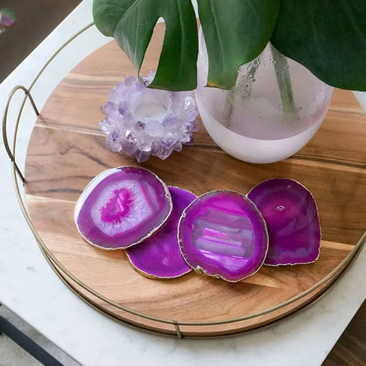 Natural Agate Stone Coasters (Pack of 4) The Zen Crystals