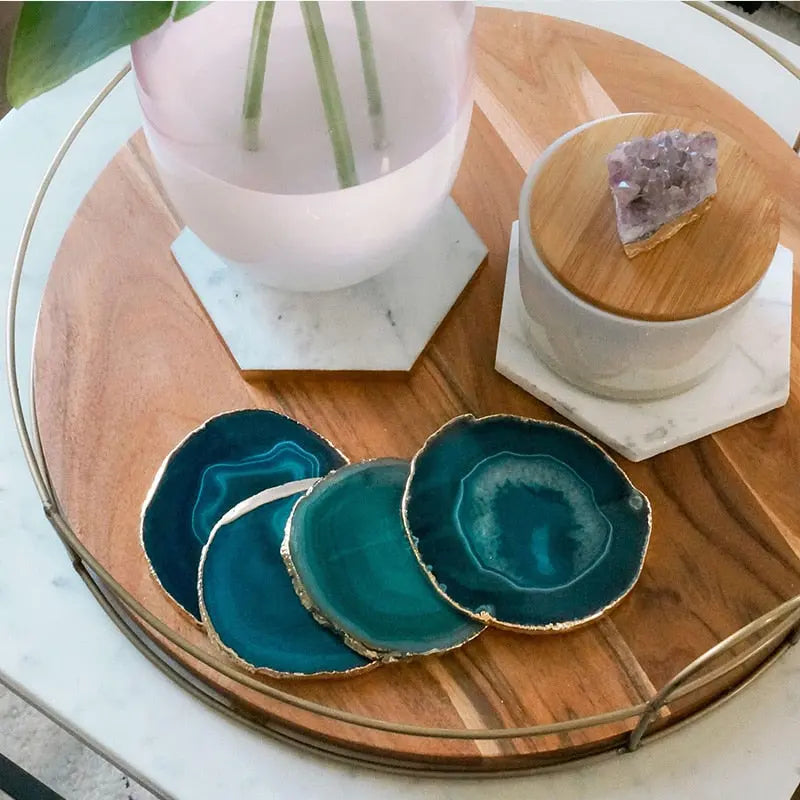 Natural Agate Stone Coasters (Pack of 4) The Zen Crystals