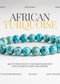 Turquoise beaded bracelet with promotional text on a light gray background