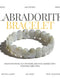 Labradorite bracelet with text on a white background