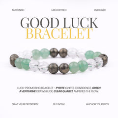 pyrite, green aventurine and clear quartz combination bracelet for good luck by The zen Crystals