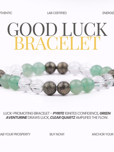 pyrite, green aventurine and clear quartz combination bracelet for good luck by The zen Crystals