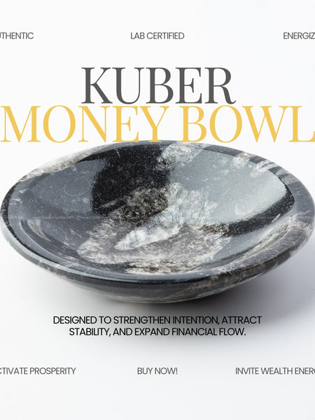 Kuber Money Bowl with text on a white background