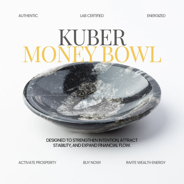 Kuber Money Bowl with text on a white background