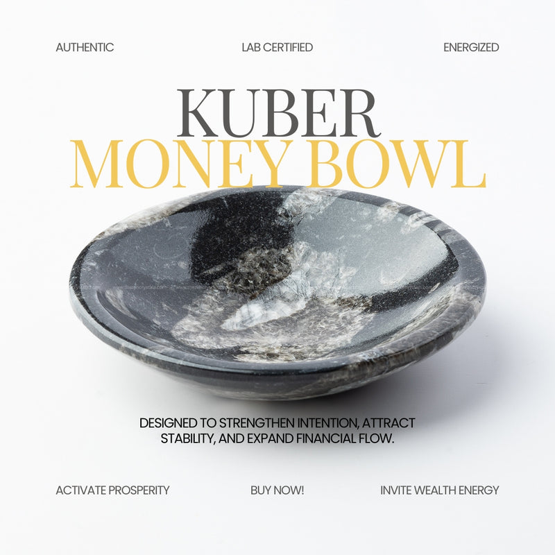 Kuber Money Bowl with text on a white background