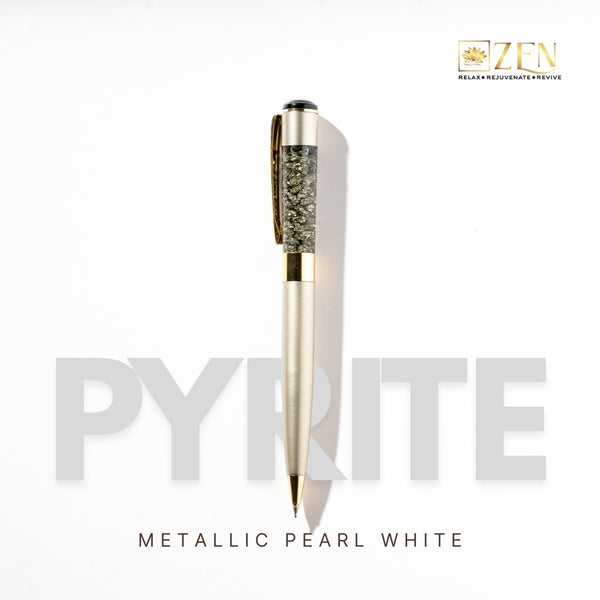 pyrite metallic pearl white ball point pen
